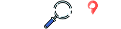 Logo escrito Procurachei com lupa e icone de localização atrás
